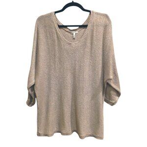 Joie Womens Taupe Beige Knit Linen Sweater Top M